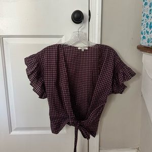 Madewell gingham wrap shirt